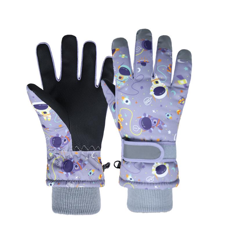 Kinder Winter Skihandschuhe: Warme, Verdickte, Cartoon-Design, Fünffingerhandschuhe für Jungen und Mädchen.