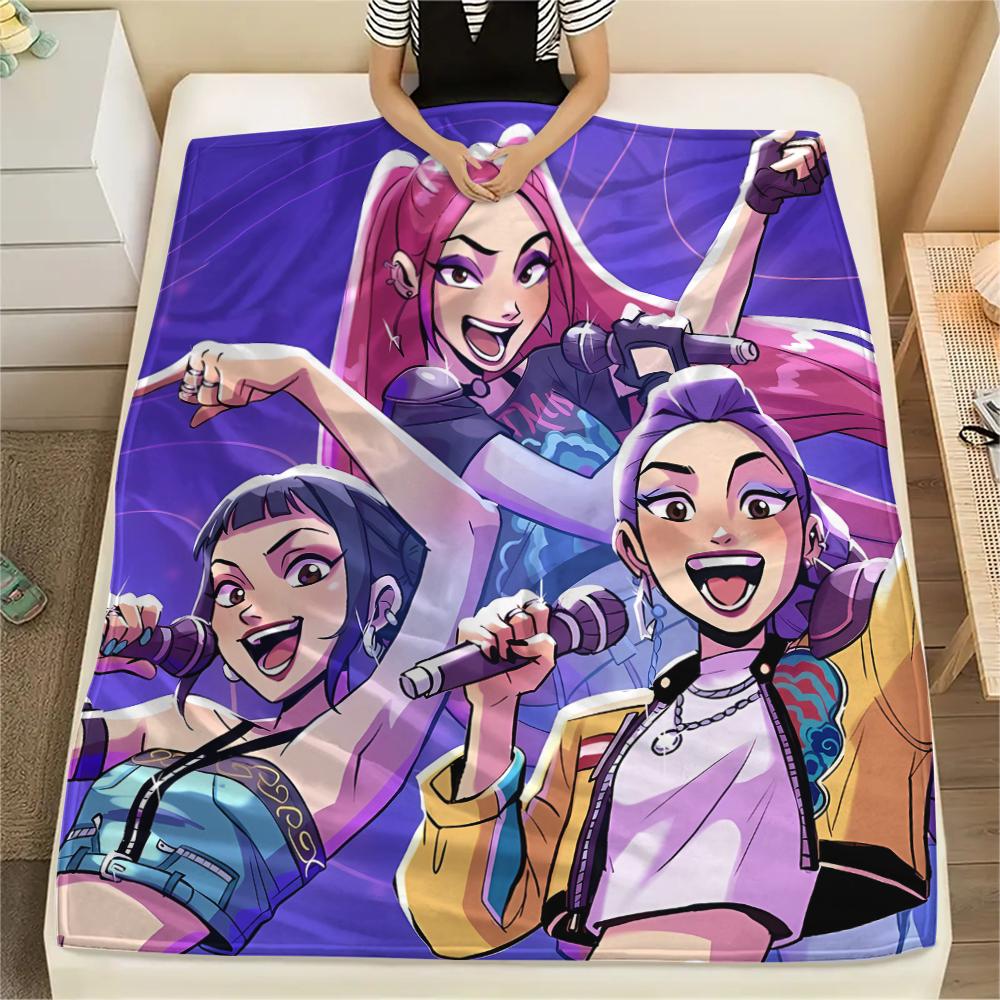 1pz Coperta in Flanella con Stampa Kpop Demon Hunters, Alta Qualità, Per Tutte le Stagioni, Decorazione per la Casa, Calore e Comfort, Perfetta per Regali di Natale