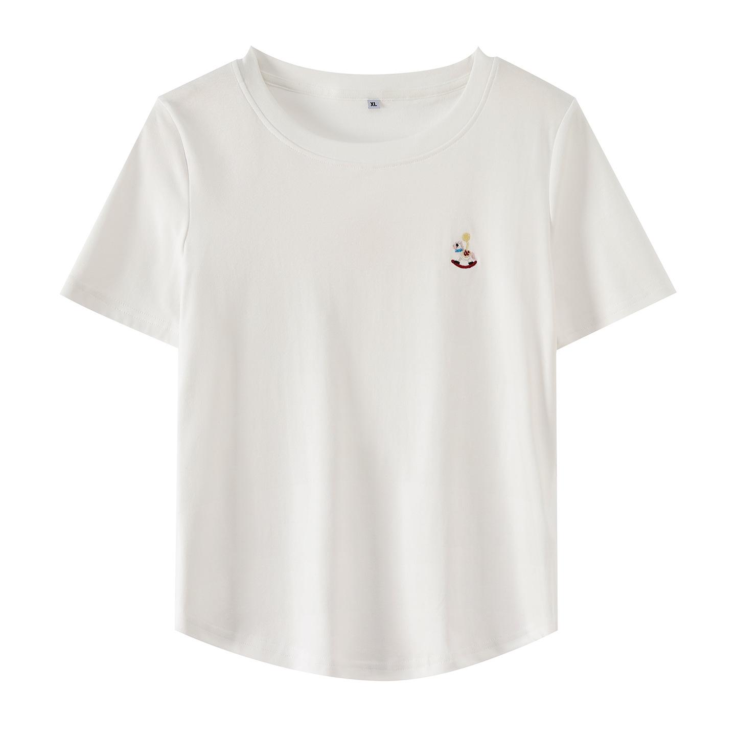 

Women s Plus Size Embroidered Horse Pullover T-Shirt, Summer 2026 Collection 3XL (85-95 kg) грязно-белый
