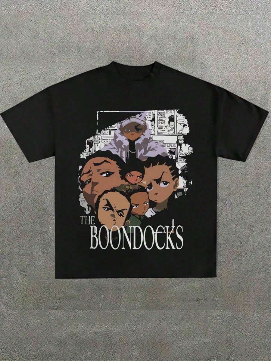 Plus Size Men s,The Boondocks Men s Classic Music Tour 2026 Adult Soft Tees,Anime Character Patterns S