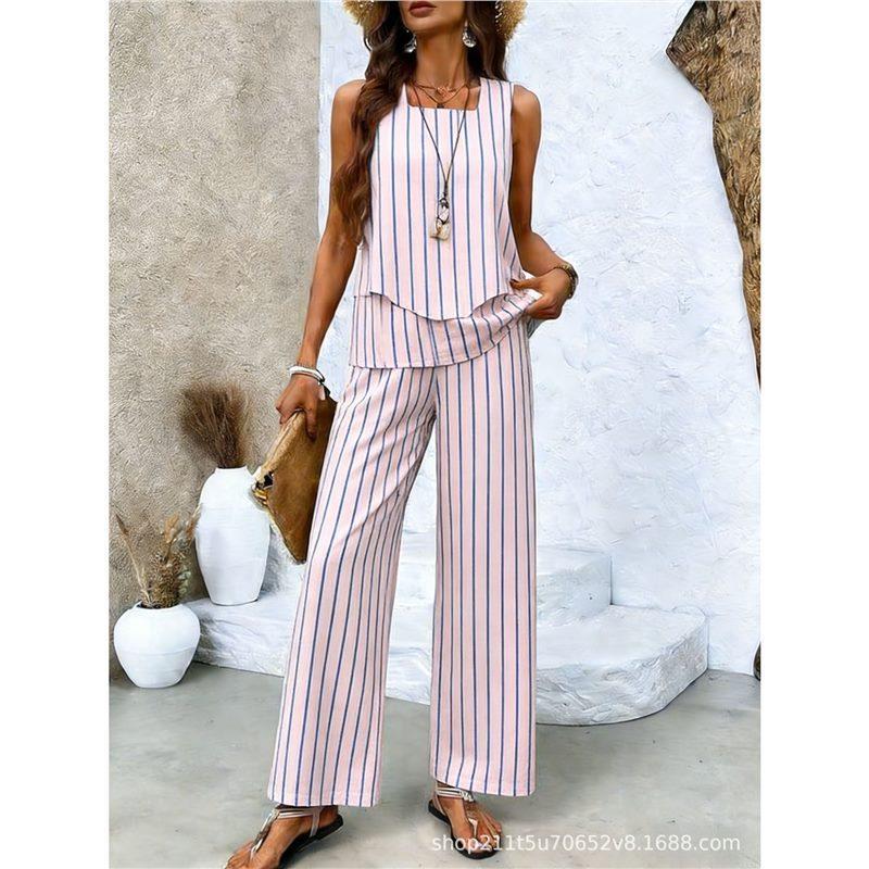 Bohemian women's sleeveless suit is suitable for daily wear, vacation sleeveless suit, spot solid color premium