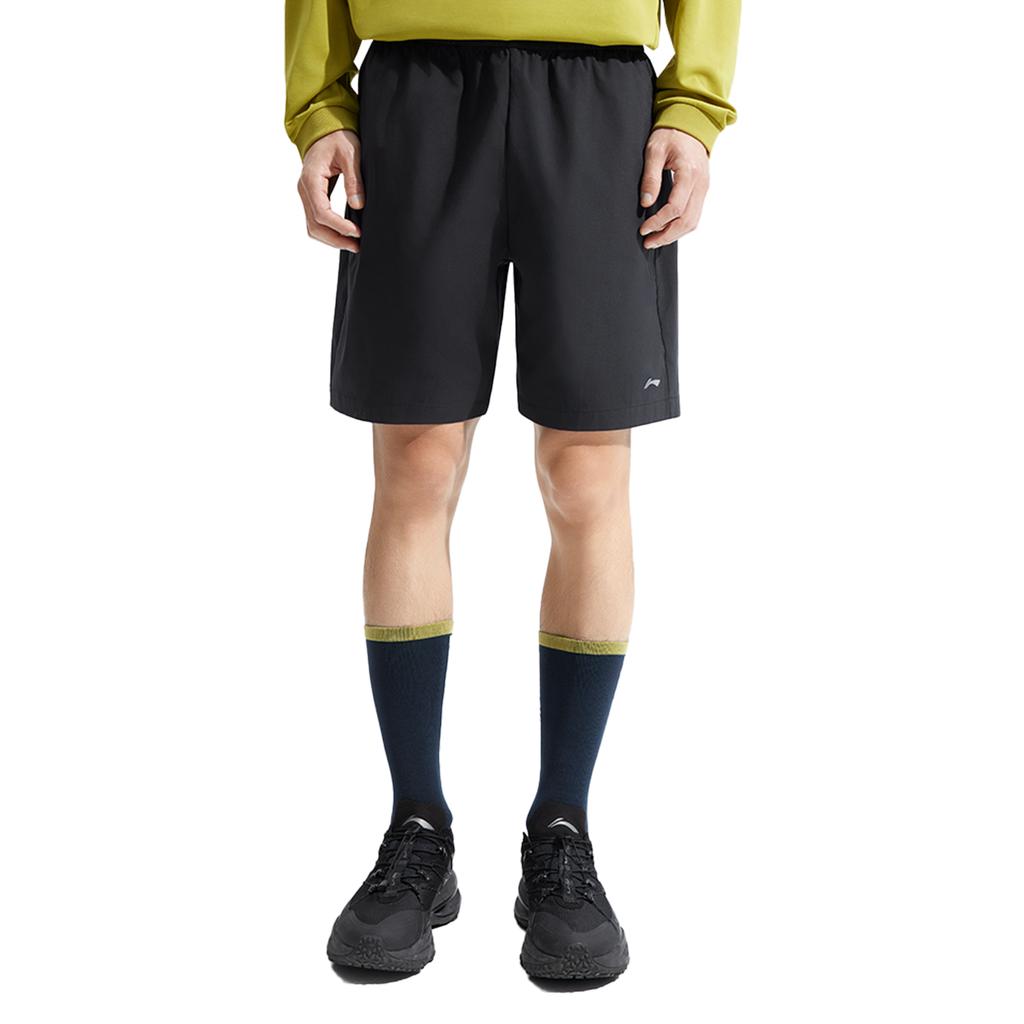 Li-Ning Fashionable Comfortable Quick-Dry Cool Antistatic Solid Color Mid-Waist Breathable Versatile Straight-Leg Sports Shorts Men shorts AKSV633-1