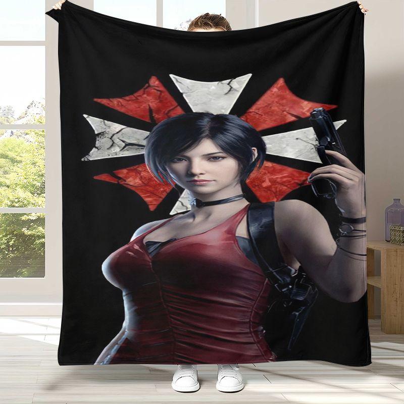 Classic R-Resident Evil Leon Game Flannel Blanket,Ultra Soft Warm Plush Throw for Home Bedroom Bed Sofa Cover Office Picnic