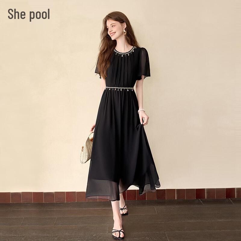 Tachi Women s Round Neck Short Sleeve Bohemian Midi Dress M