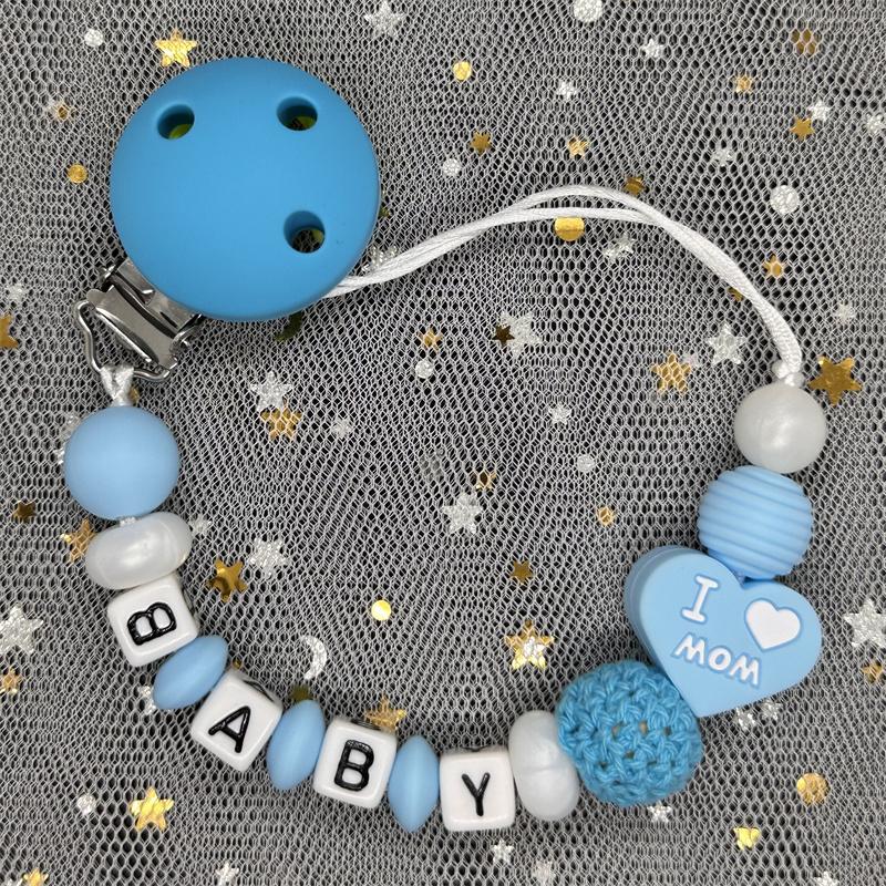 Custom Personalized Name Pacifier Clips BPA Free Silicone Silicone Baby Pacifier Clips Colorful Pacifier Chain Holder Teething
