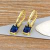 Nidin Rectangle Cubic Zirconia Dangle Hoop Earrings Light Luxury Crystal Drop Earring For Women Wedding Engagement Fine Jewelry