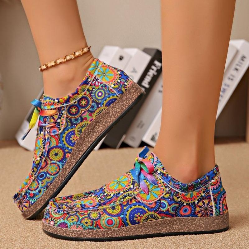 Large size bohemian casual single shoes women's autumn new lace-up fashion single shoes