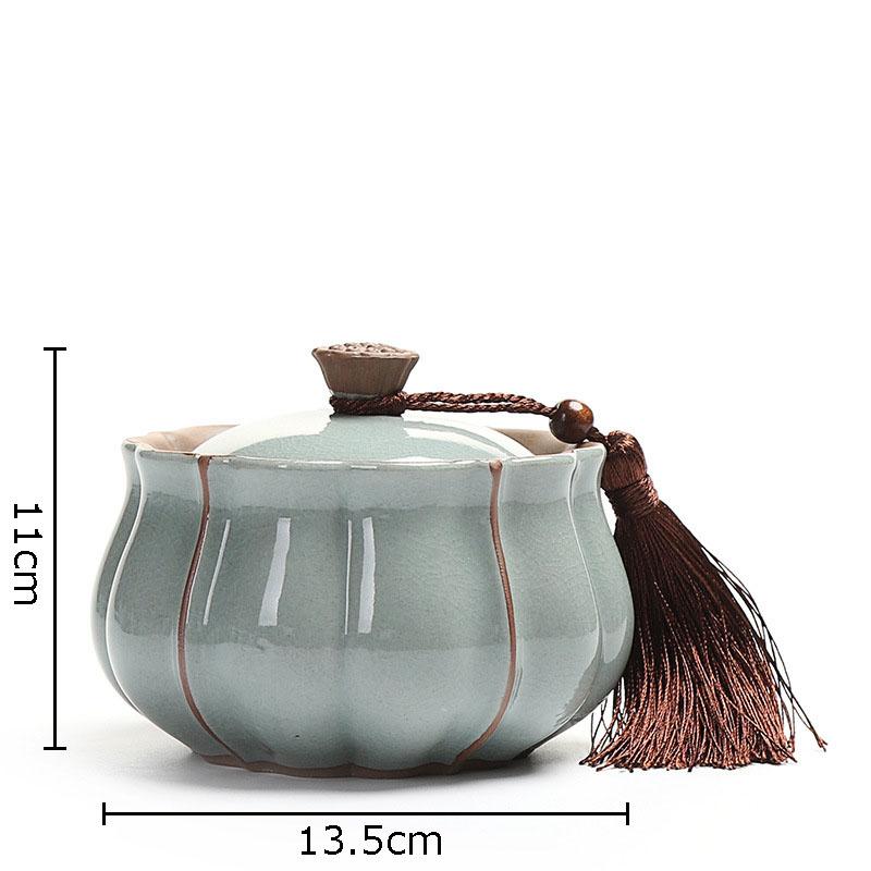 

Ice Crack Texture Tea Canister Sealed Ceramic Tea Caddy Storage Jar with Lid Coffee Table Desk Decoration General Jar Candy Can