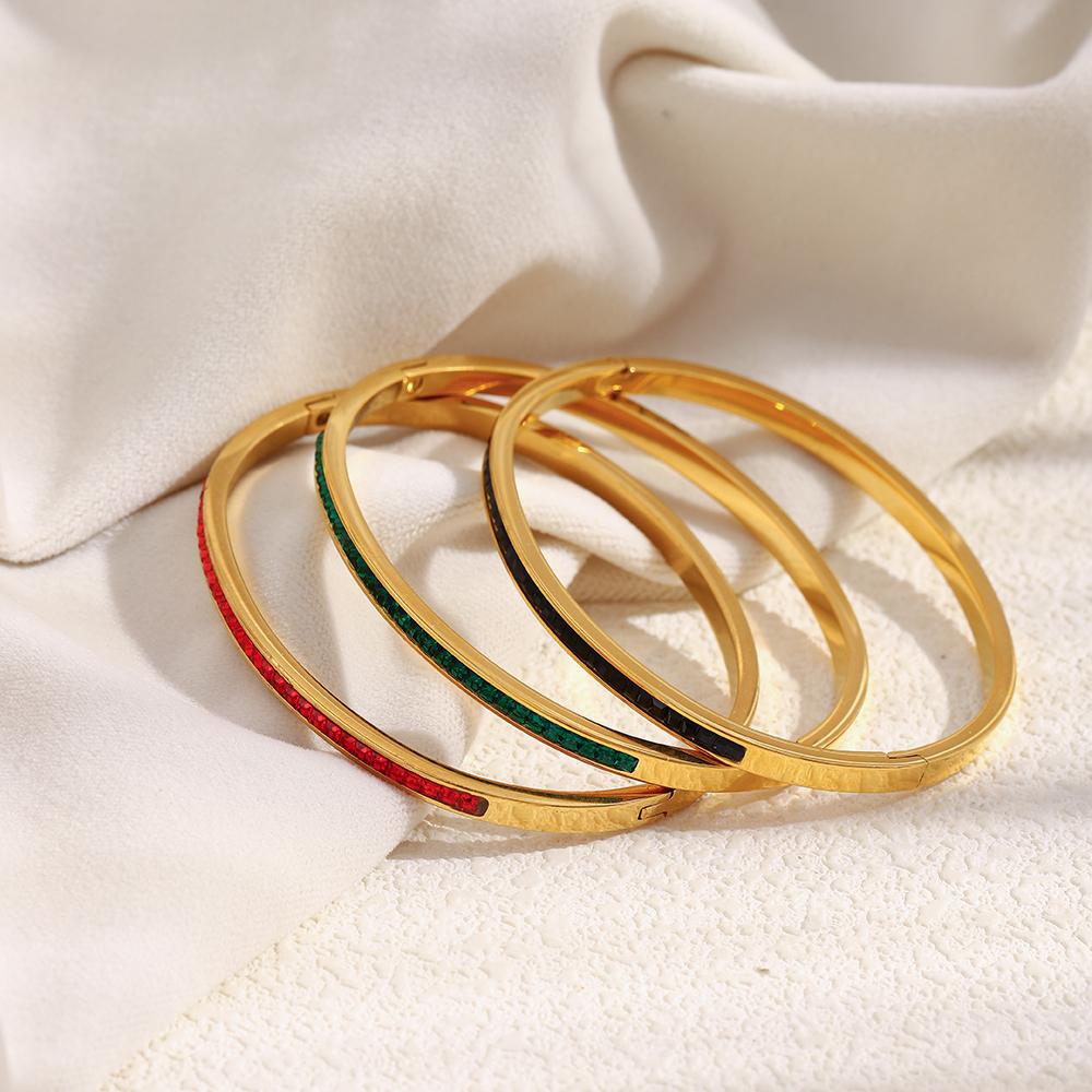 MamacitaSlay 316L Stainless Steel Zircon Bangle 18K Gold Plated Waterproof Jewelry For Women Minimalist Stackable Bracelet Gift