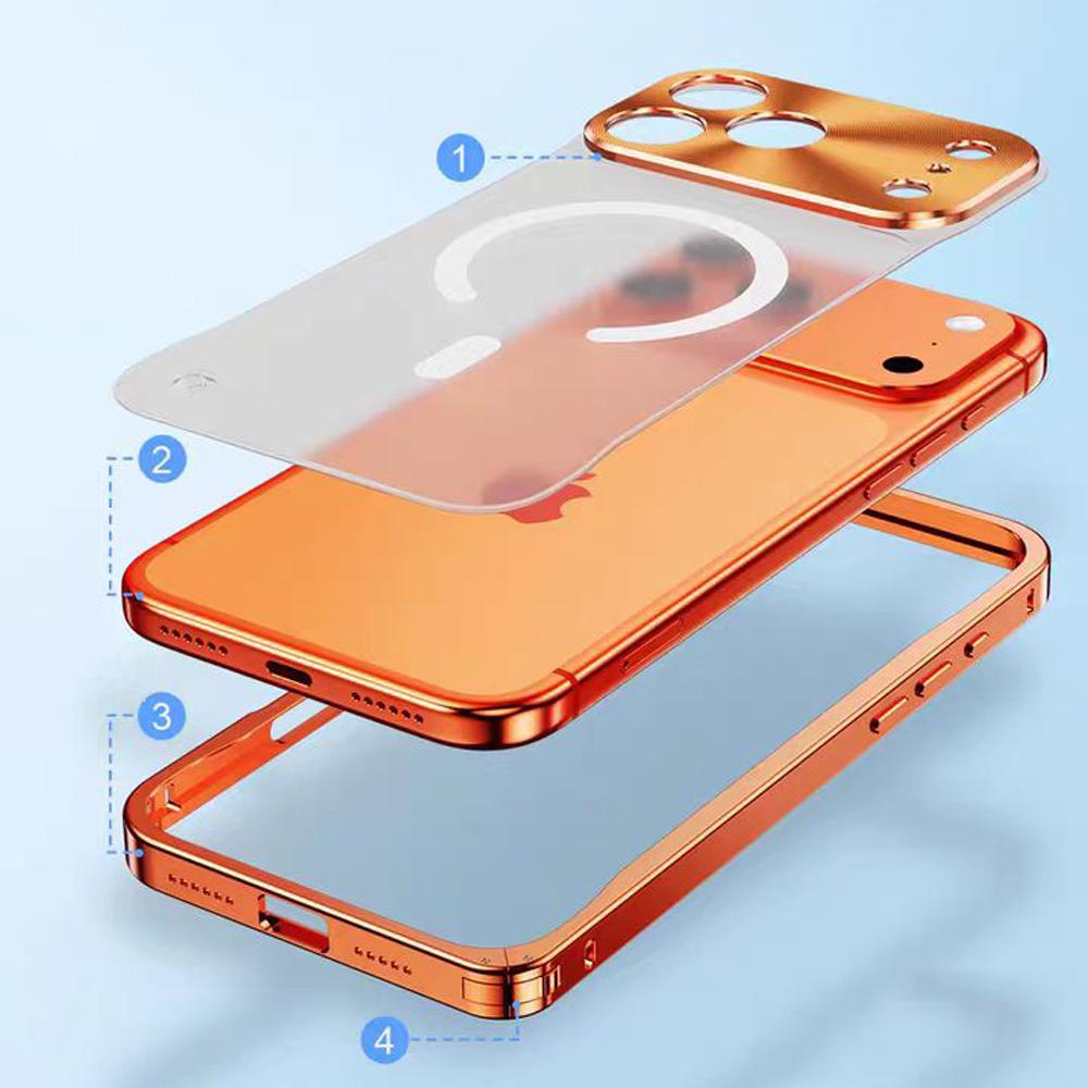Luxury Metal Magnetic Phone Case For iPhone 17 16 15 14 13 12 Pro Max For Magsafe Wireless Charging Full Lens Protection Shockproof Cover