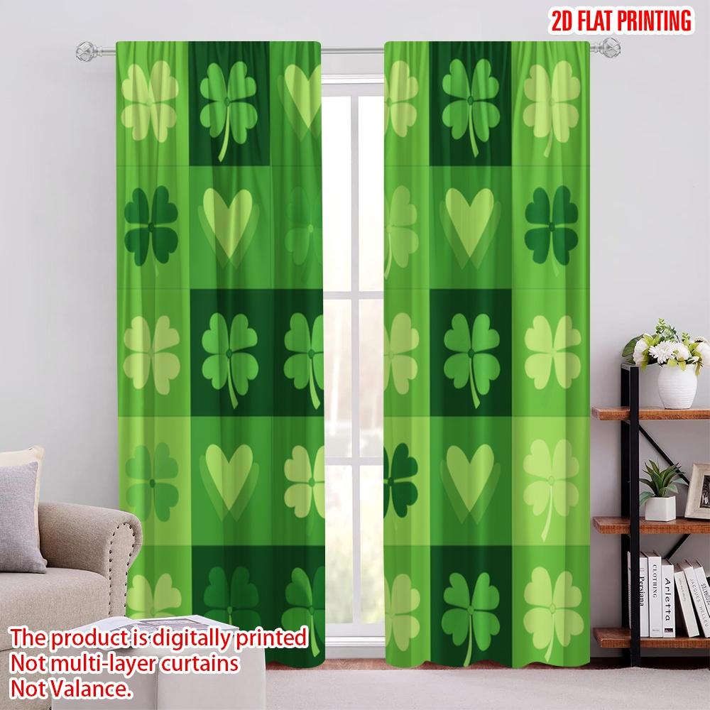 

2pcs,2D plane printing Popular Curtains Clover Quilt Versatile Polyester (without rod) Festive Perfect for Living Room, Bedroom, 52.50 × 116.00 cm 2 pcs
