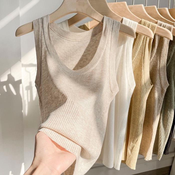 French Chic U-Neck Knitted Camisole Top
