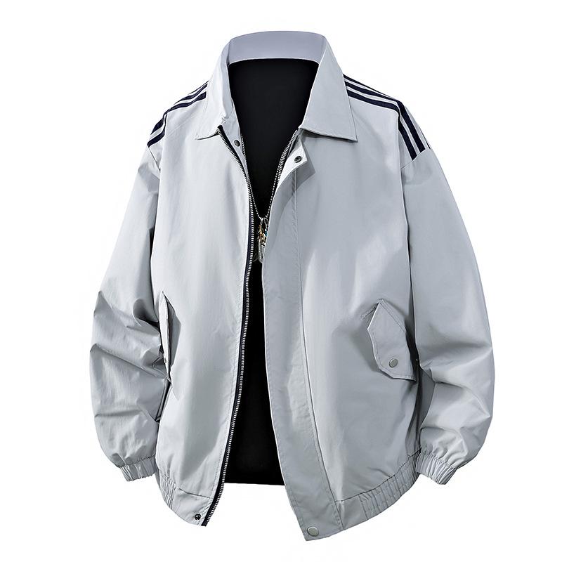 Veste tendance style coréen à revers trois rayures: Vêtements d'extérieur décontractés, coupe-vent et résistants à l'usure pour le printemps et l'automne