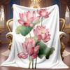 For Lotus Theme Pattern Flannel Blanket Soft High-Definition Digital Print All-Season Family and Friends Gift Cooling Blanket Soft Breathable 100% Pol