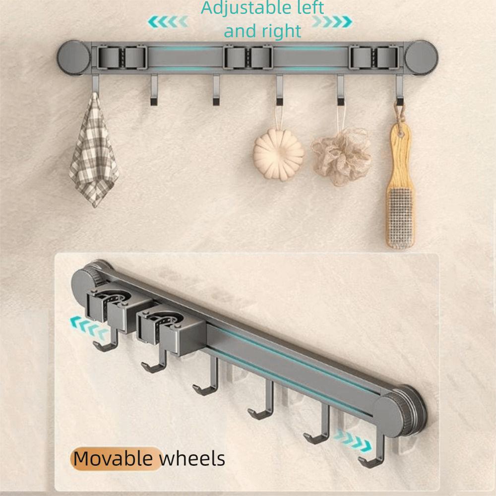 Space Aluminum Suction Cup Mop Clamp Reusable Mop Clip Rack Broom Mop Holder  Bathroom