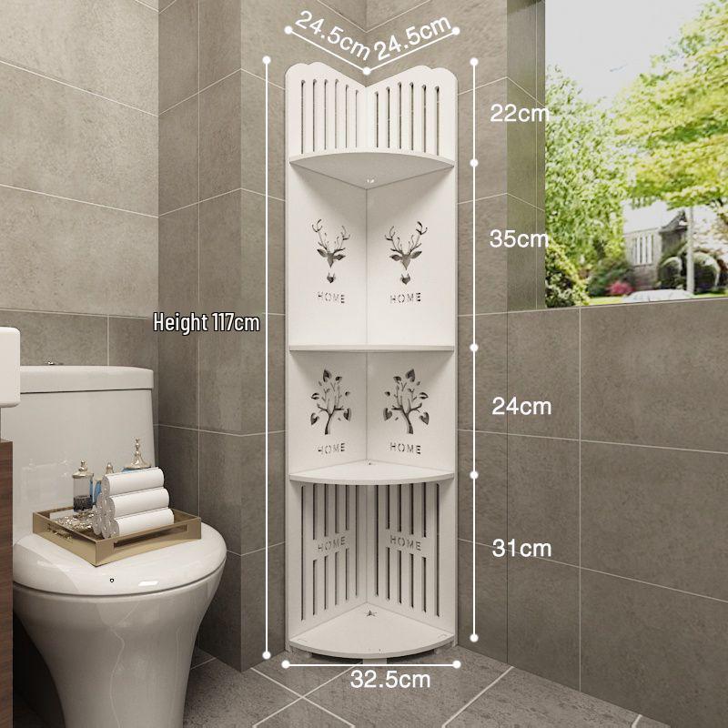 Prateleira de Canto Triangular para Chão de Banheiro para Artigos de Higiene