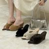 Fashion Ladies Pumps Slides Wedges Shoes Female High Heels Footwear Pointed Toe Fashion Fur Warm Women Wedges Heeled Shoes