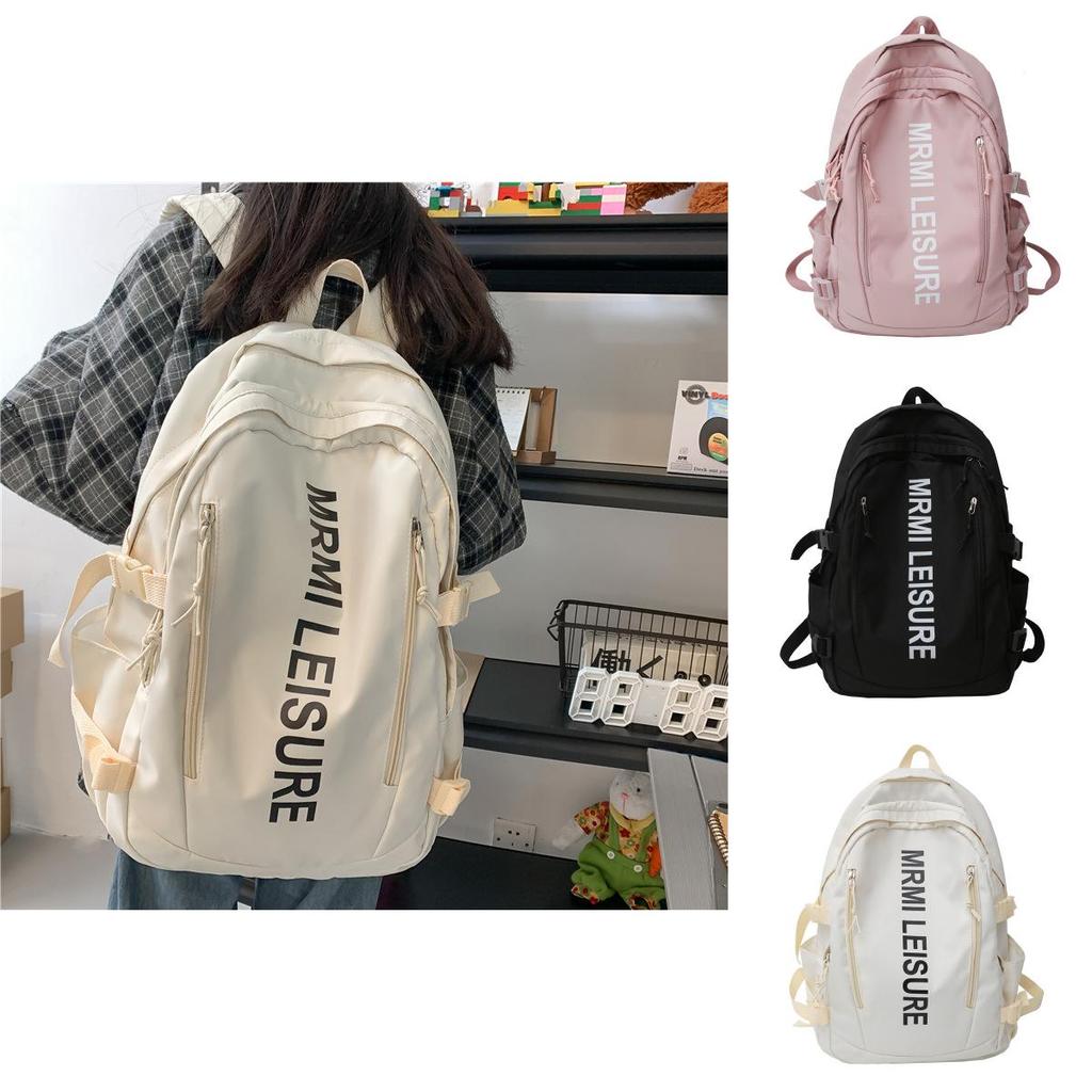 Letter Student Backpack Girls Boys Nylon Large Capacity School Bag For Daily Use