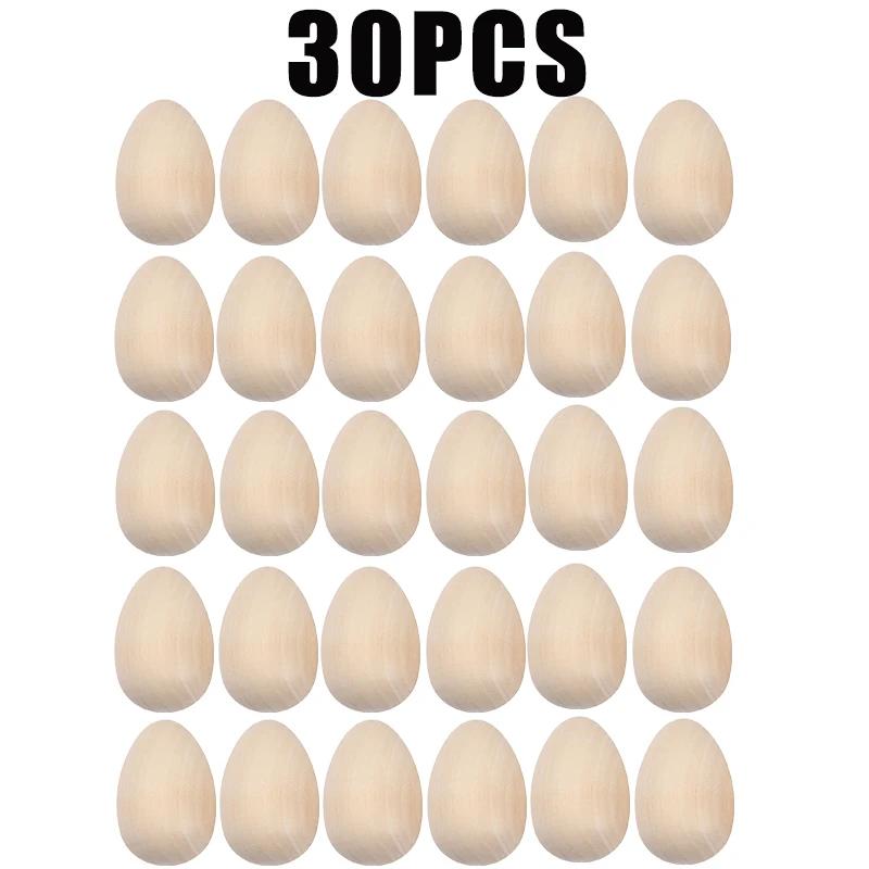Realistic Wooden Easter Eggs DIY Graffiti Simulated Egg Handmade Holiday Decor Craft for Home Festival Design