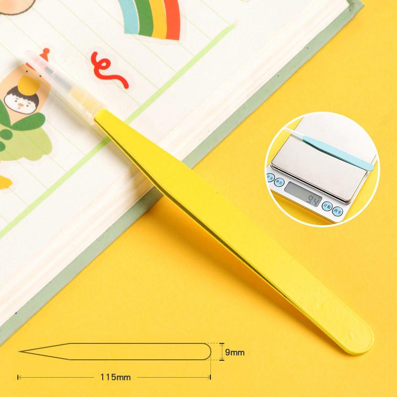 Stainless Steel Colorful Straight Curved Tweezers Pink Blue Purple DIY 1.0mm Eyelash Tweezers Nail Art Rhinestones Picking Tool