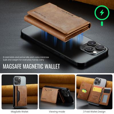 RFID Blocking Magnetic Flip Leather Card Holder Men Sle Kickstand Wallet for Magsafe IPhone 17 Pro Max Samsung S26 Ultra Case