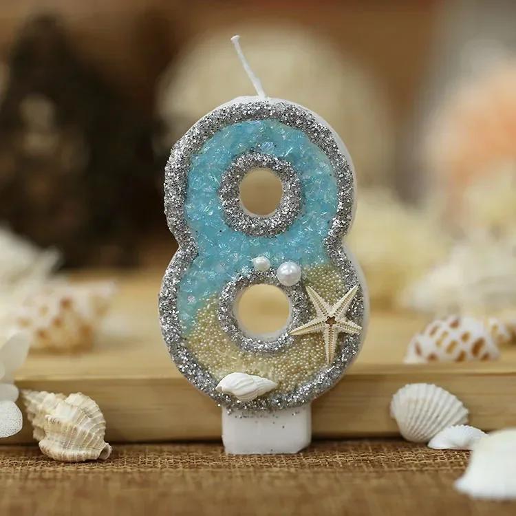 

Свеча на день рождения 1 год Свеча на день рождения русалки для торта блестящая синяя морская рыба градиентная свеча топпер для украшения праздничного торта