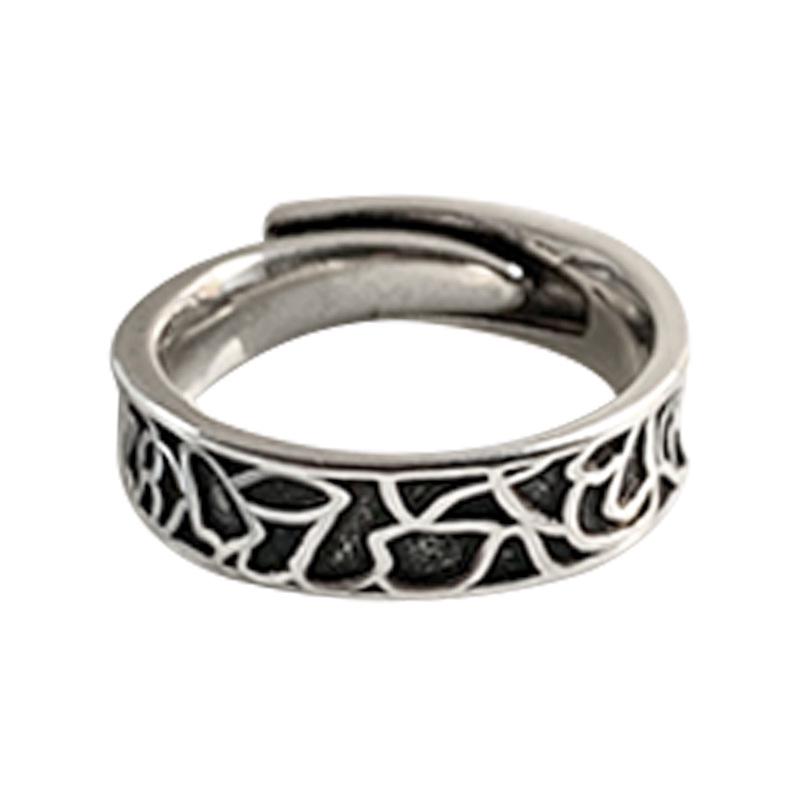 *Lan Zhi 925 Sterling Silver Retro Dark Sweet Hip Hop Open Ring for Women*