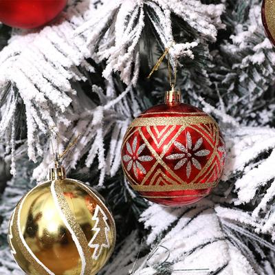 Boules de Noël en Plastique Pailleté Ensemble de 6 Ornements d'Arbre de Noël Peints à la Main Boules de 8 cm pour Décoration Intérieure Fête Vacances