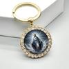 Alloy Round Keychain Virgin Mary Keyrings Pendant Christian Saint Jewelry Religious Christian Faith Gift
