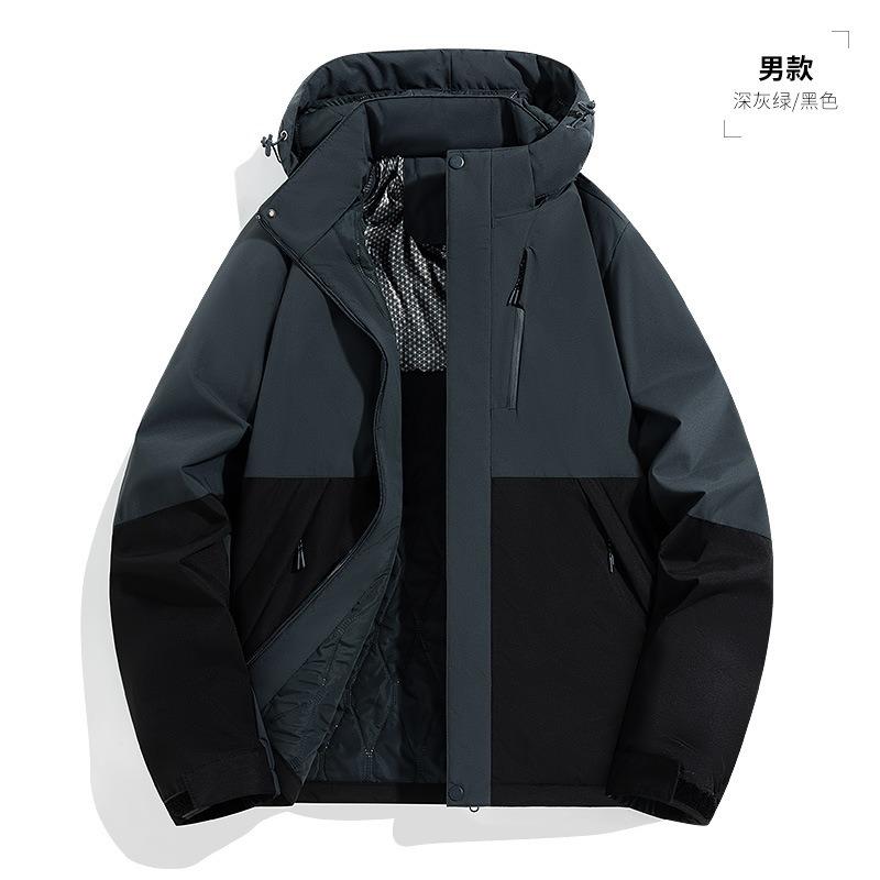 New cotton-padded men's graphene outdoor windproof and waterproof mountaineering suit thermal jacket men's couple black gold cotton-padded clothes