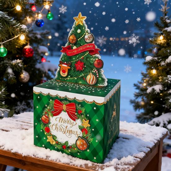 Christmas Money Box for Cash Gift Pull Merry Christmas Money Pull Box with 60 Transparent Bags DIY Holiday Cash Box Surprise Money Holder for