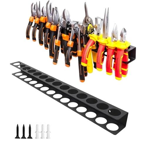 Botocoo Wall-Mounted Tool Rack with Screwdriver and Pliers Holder, Multifunctional Tool Storage Rack, Space-Saving Tool Organizer for Garage, Workshop