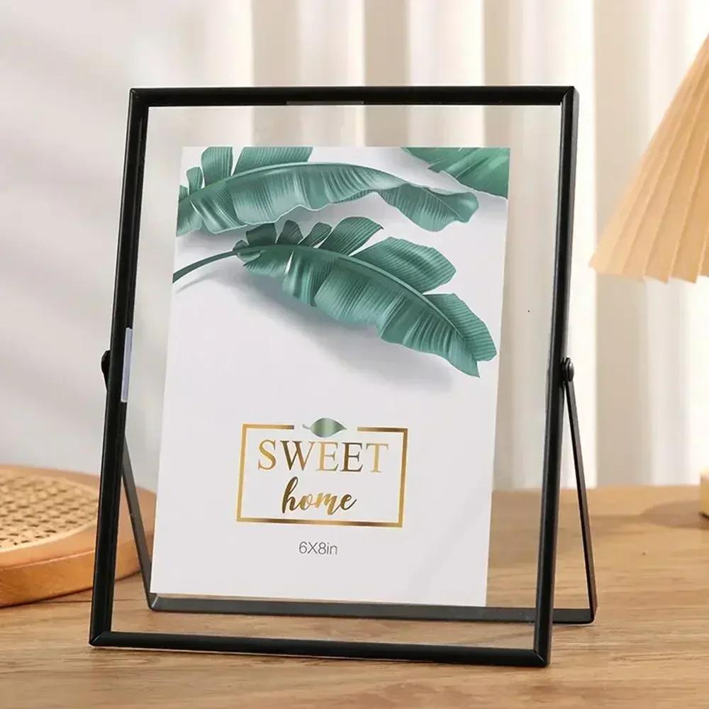 4/6/7/8/10 Inch Metal Photo Frame Multi-purpose Rectangle Acrylic Screen Picture Holder Gold Black Picture Frame Photo Display