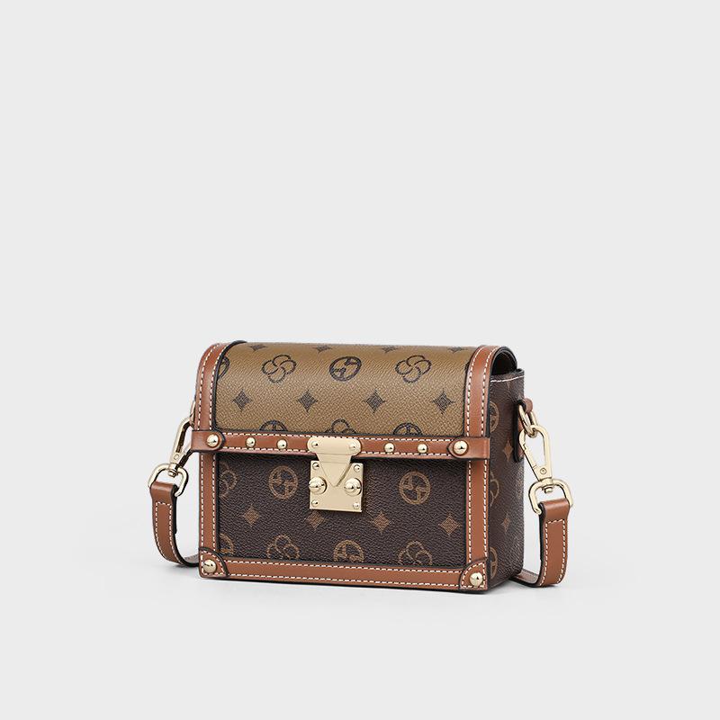 2025 New Autumn Winter Women's Bag Vintage Flower Pattern Small Square Bag High-end Feel Single Shoulder Crossbody Bag