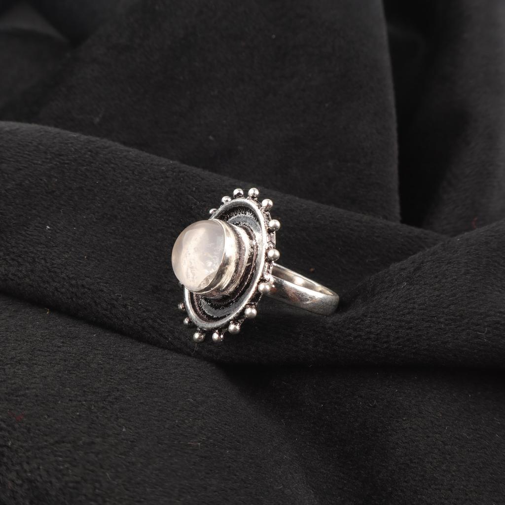 Rose Quartz Gemstone Jewelry, Handmade Silver Ring, 925 Sterling Silver Spiritual Ring, Boho Jewelry Gift For Grandma