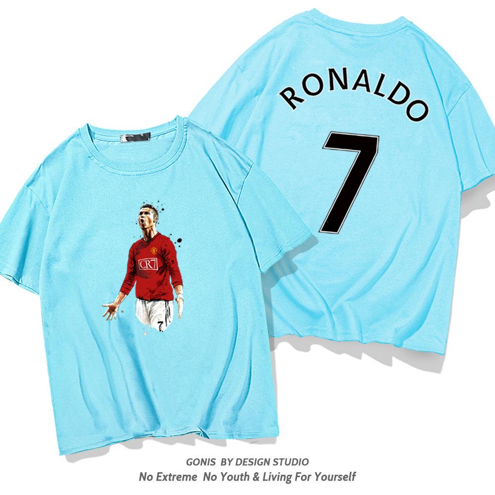 C Ronaldo letní krátkorukávové pánské a dámské dresy krátkorukávová trička čistá bavlna kulatý výstřih basketbalové sportovní ležérní oblečení