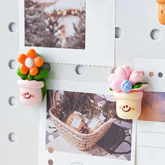 6/12Pcs Cartoon Potted Plants Refrigerator Magnet 3D Resin Succulents Fridge Magnet Memo Notes Photo Holder Home Kitchen Office Decoration