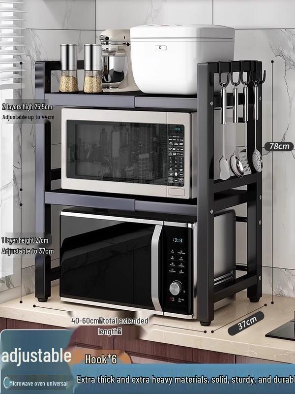 Extendable Double-Layer Kitchen Microwave Storage Rack