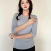Modal Spliced O-neck T-shirt Half Sleeves Solid Color Women Base Layer Top Slimming Undershirts Basic Tee Tops All Match