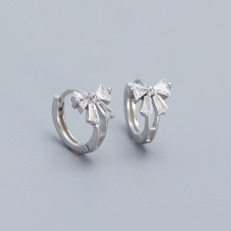 

1 Pair Wedding Party Engagement Accessories Earrings Buckles Silver Black Stone Bow Earring For Women Making Jewelry Gift A2