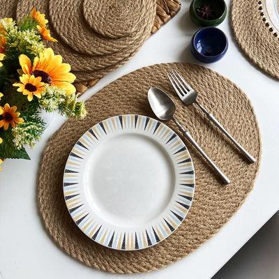 Coarse Jute Heat-Resistant Placemats: Semi-Handwoven Flax Grass Insulation Pads for Casseroles