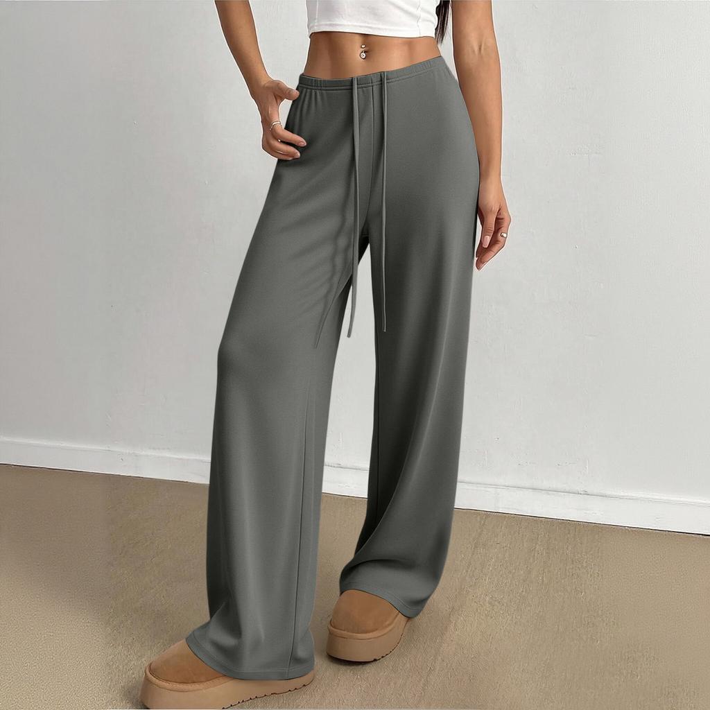 Damen Locker Geschnittene Lässige Weitbeinige Lounge-Hose Schnelltrocknend Weich Dehnbar Yoga-Hose mit Verstellbarem Bundzug für Entspannten Komfort