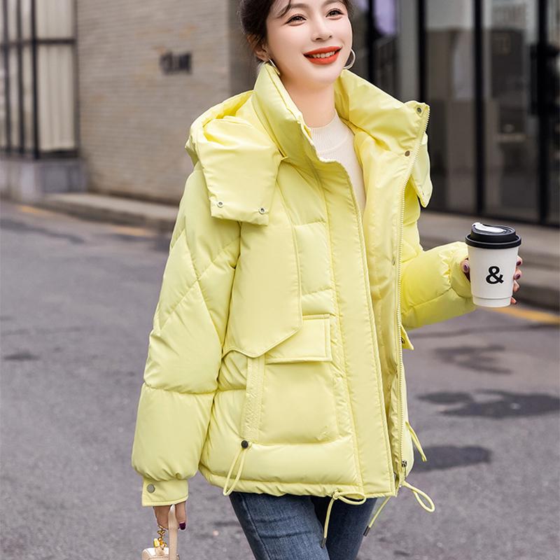 Autumn and Winter Fashion Women's Bread Jacket Short Down Cotton Jacket Korean Version Loose Casual Cotton Jacket Jacket Cotton Coat