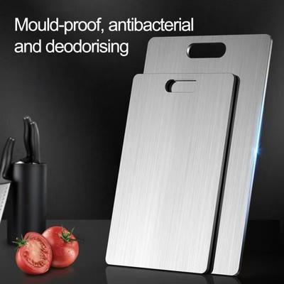 Double-Sided Cutting Board Stainless Steel Chopping Board Anti-Bacterial Odor-Free Kitchen Chopping Mat for Meat Vegetables