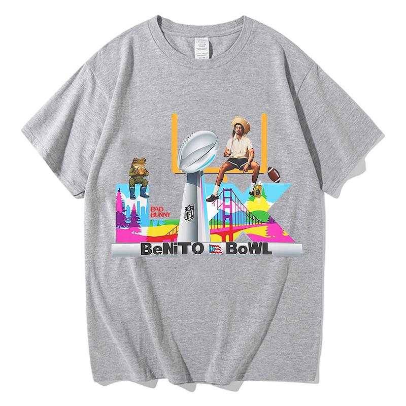 Bad Bunny Super Bowl Tshirt Hip Hop Unisex Streetwear Classic Short Sleeve Pure Cotton Fashion Aesthetic Casual TShirt Clothes