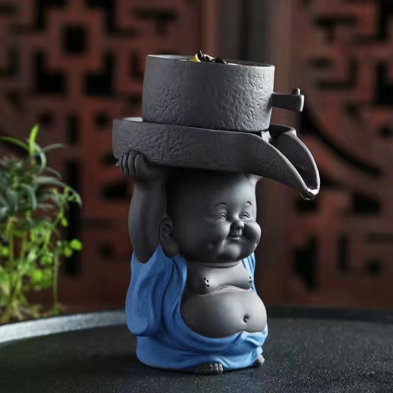 Čínská fialová hlína Malý mnich Čaj Pee Pee Boy Lucky Tea Pet Keramika Čajový filtr pro domácí mazlíčky Čajové sítko Příslušenství na čajové nádobí