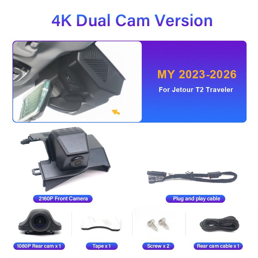 New! Plug And Play Dash Cam For Chery Jetour T2 Traveler 2023-2026 Car Wifi DVR Video Recorder Dash Camera Dashcam for ICH-X K3