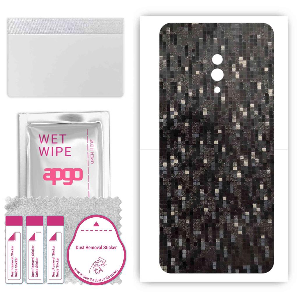 apgo Autocolant protector de piele pentru spate compatibil cu Oppo K3, Folie Wrap, Folie, Vinil - Model Carbon Negru Pixel