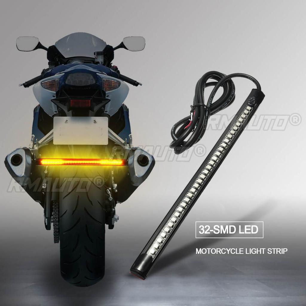 12V Motorcycle Safety 32LED Strip Light Running Rear Brake Turn Signal Flexible Motorcycle Signal Lamp