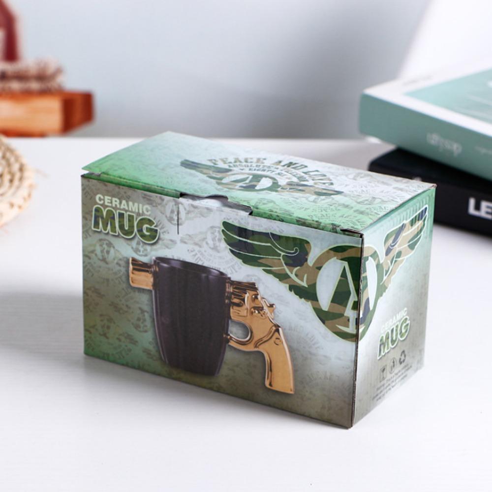 Креативная кружка-пистолет с двумя головками, керамическая кружка с головкой пистолета, персонализированная керамическая кружка, уникальная кружка необычной формы 301-400ml